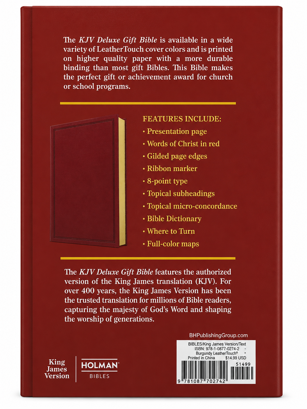 KJV Deluxe Gift Bible – Burgundy LeatherTouch  Holman Bibles