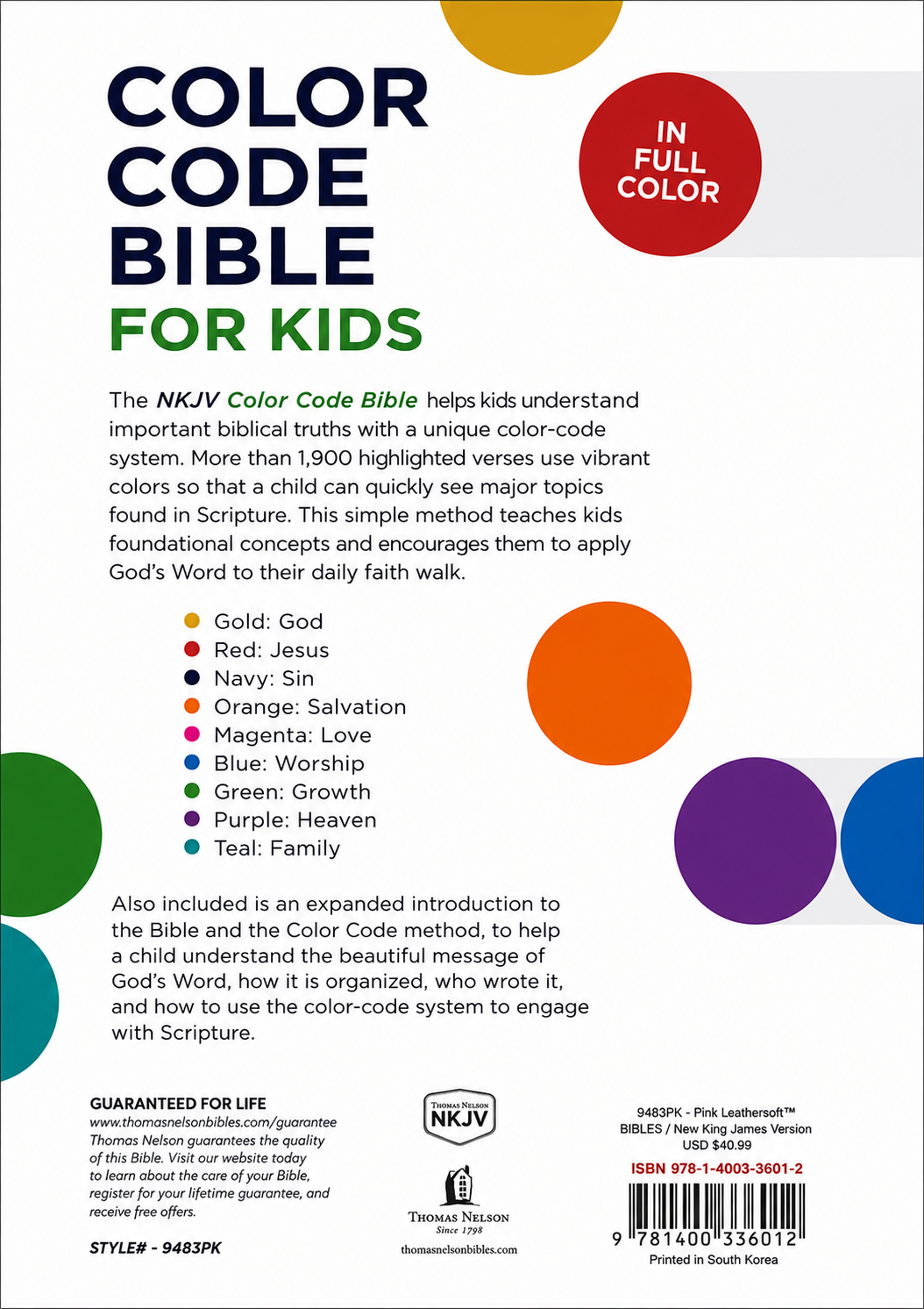 NKJV Color Code Bible for Kids  Thomas Nelson