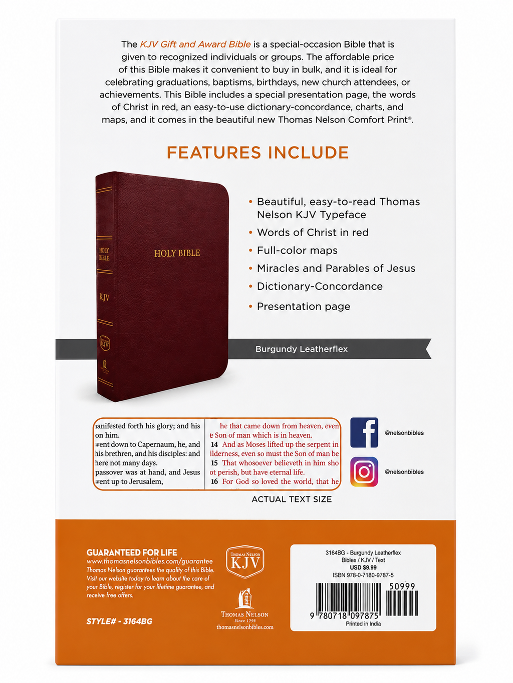 KJV Gift &amp; Award Bible Thomas Nelson