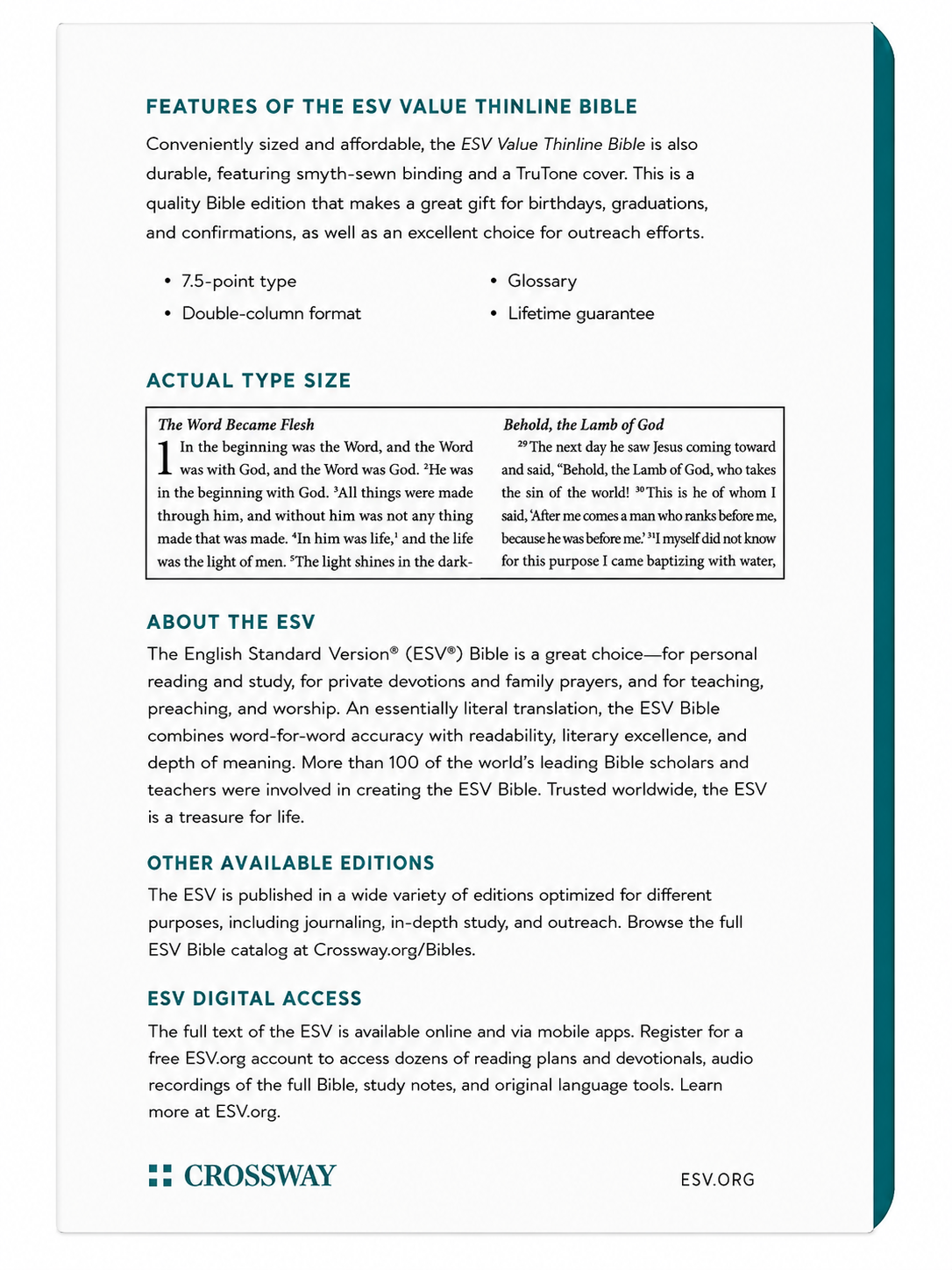 ESV Value Thinline Bible – TruTone Crossway