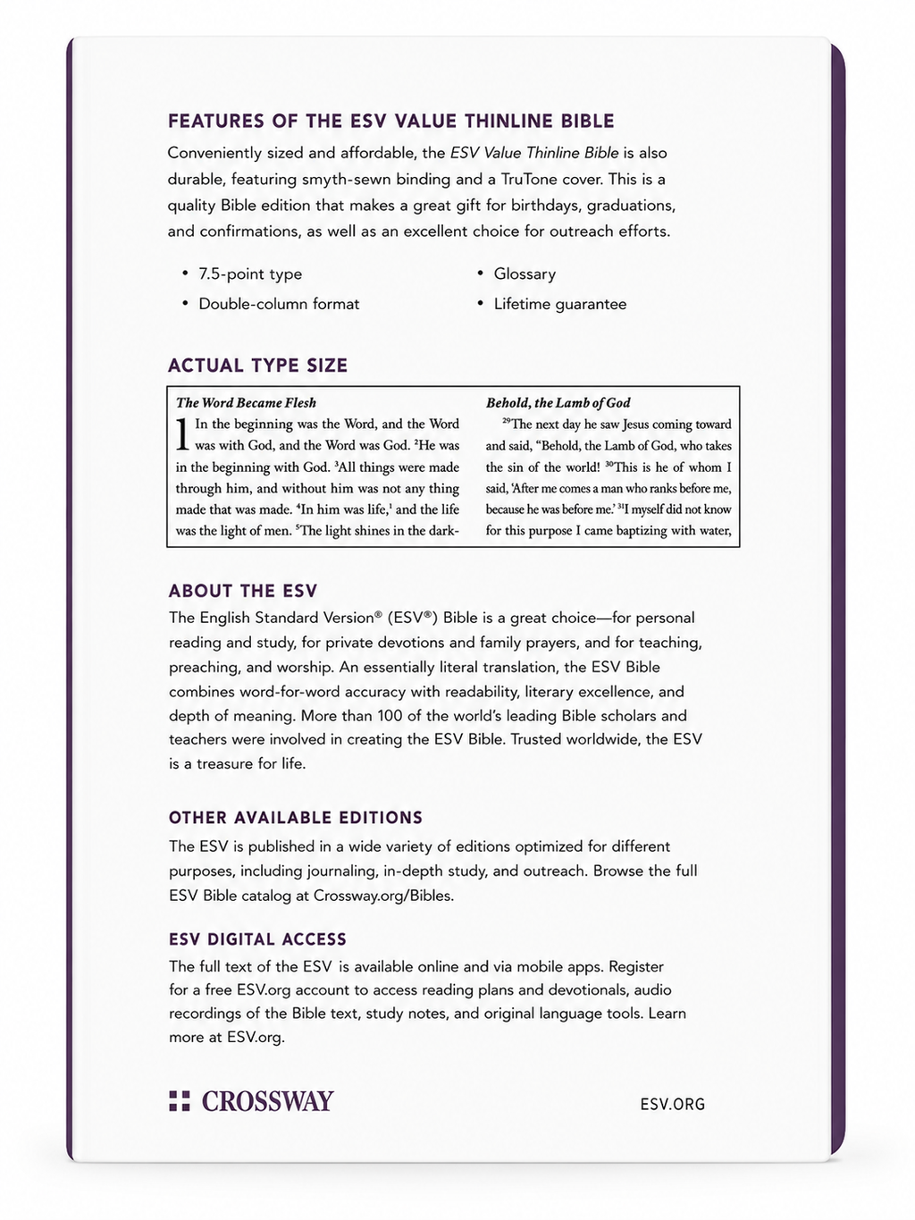 ESV Value Thinline Bible – TruTone Crossway