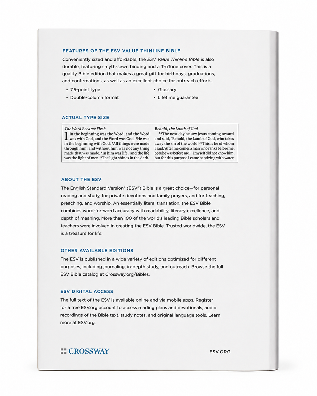 ESV Value Thinline Bible – TruTone Crossway