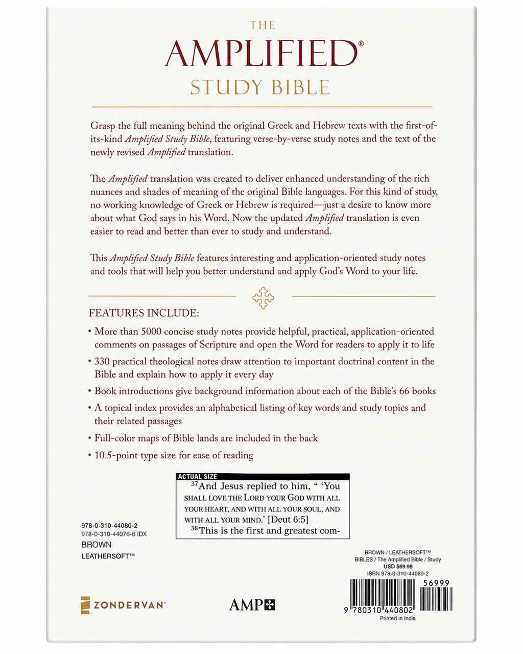 Amplified Study Bible – Brown Leathersoft  Zondervan