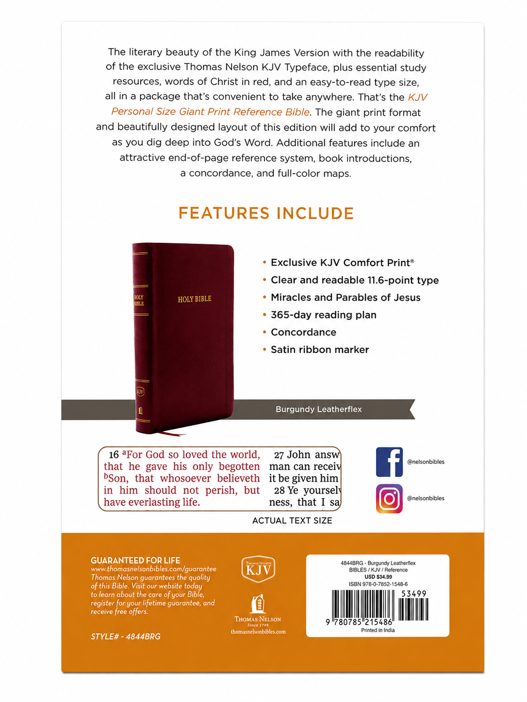 KJV Personal Size Giant Print Reference Bible Thomas Nelson